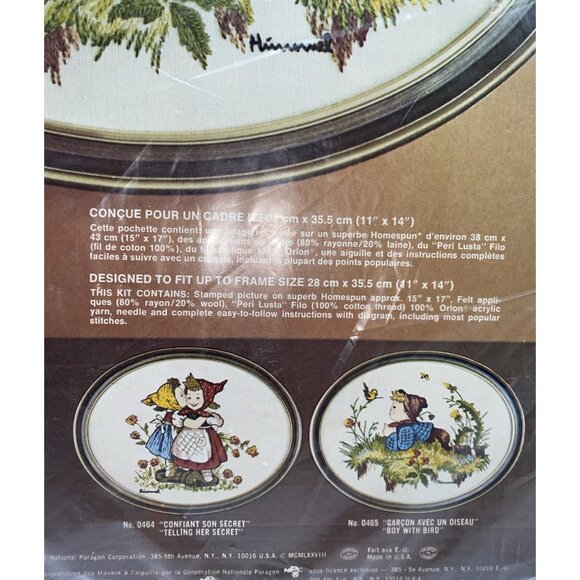 Hummel Boy with Bird Needlecraft Kit 11" x 14" National Paragon Corp 0465 - Picture 4 of 10